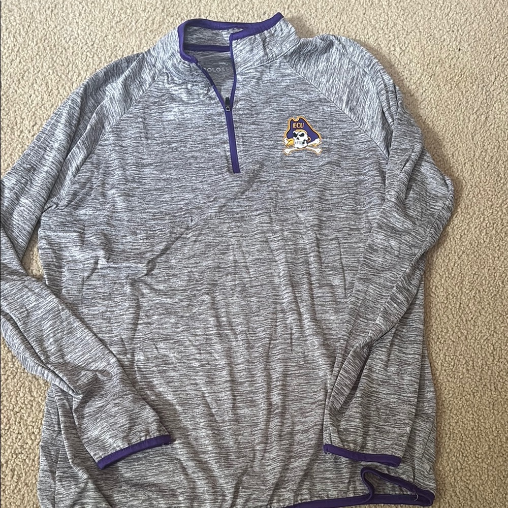 Gray Quarter-Zip Pullover with Pirate Logo
